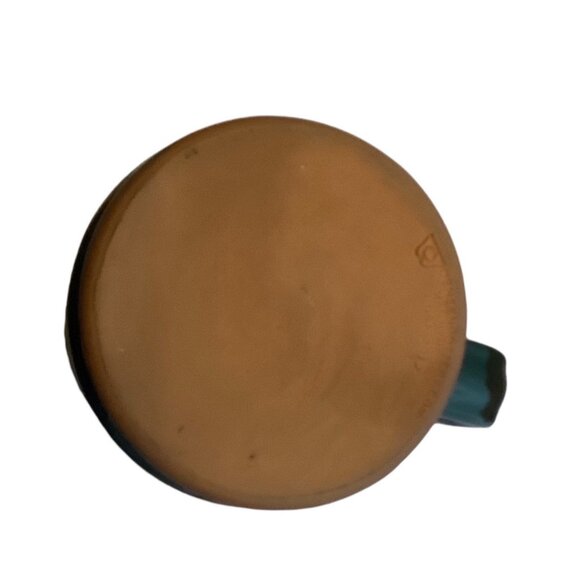 Deneen Pottery Coffee Mug Handthrown Drip Glaze Green Cream White Oak Inn Ohio - Picture 5 of 6